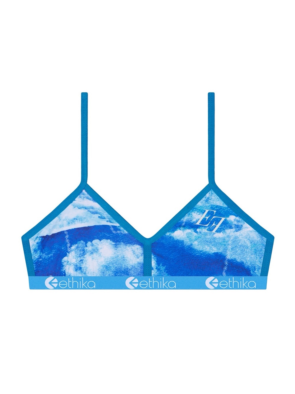 ethika "Skylux" Blue Wave Print Bralette Bra Size L